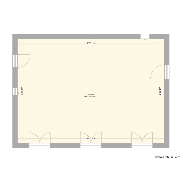 Rouret Facade. Plan de 1 pièce et 68 m2