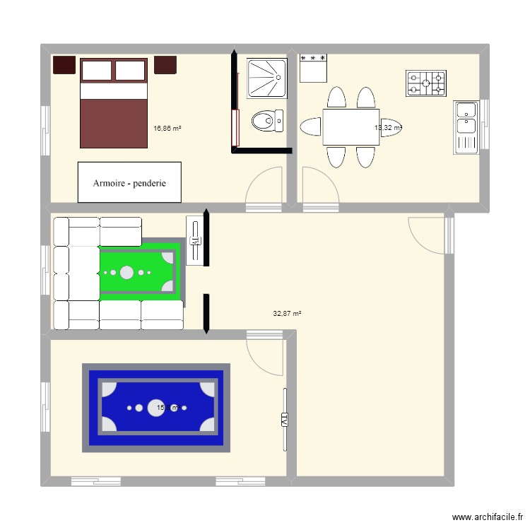 Maison. Plan de 4 pièces et 79 m2