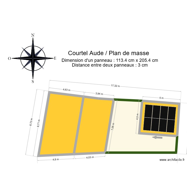 Courtel Aude plan de masse. Plan de 4 pièces et 114 m2