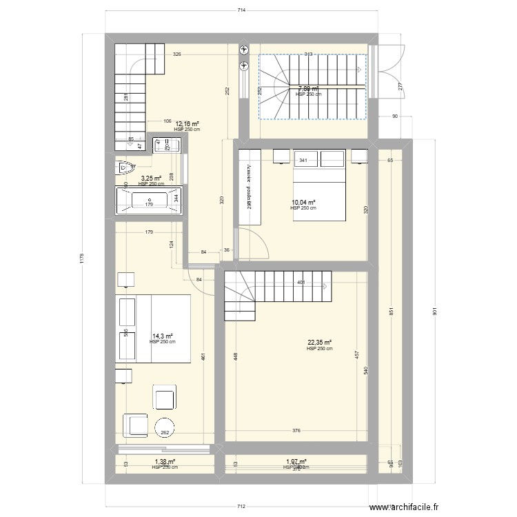 AMAL 2. Plan de 9 pièces et 76 m2