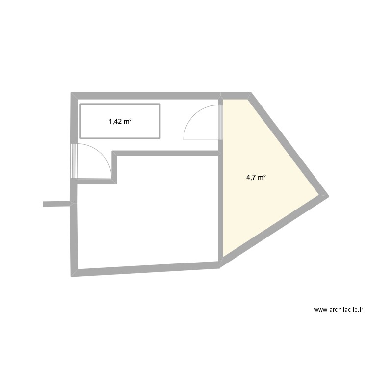 Surelevation. Plan de 2 pièces et 6 m2