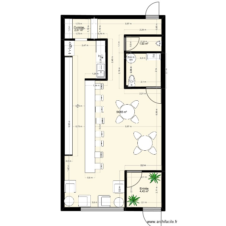 dim archi 2. Plan de 4 pièces et 63 m2