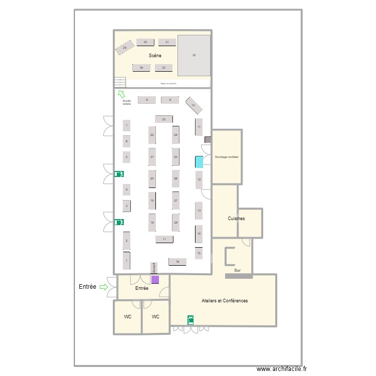 Salon La Roche. Plan de 7 pièces et 194 m2