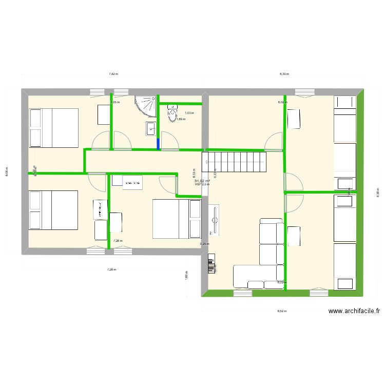 chalet ext version 0325 version 3 niveau 2. Plan de 1 pièce et 91 m2