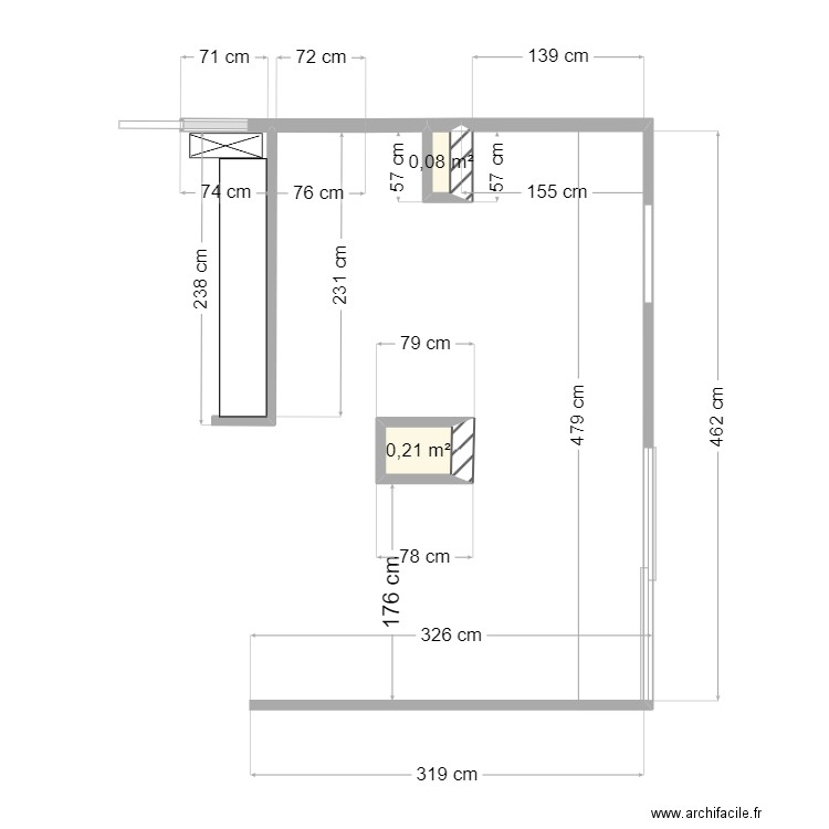 Cuisine V1. Plan de 2 pièces et 0 m2