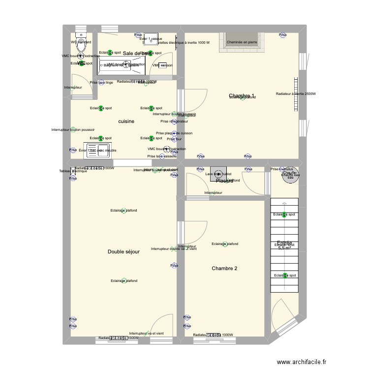 Vendin le veil. Plan de 8 pièces et 78 m2