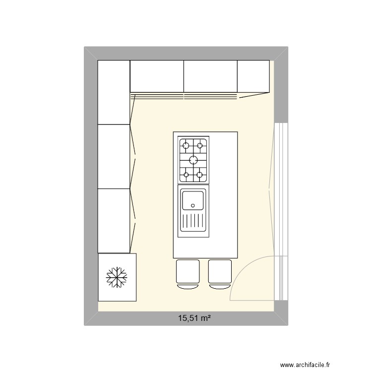 cuisine lenny. Plan de 1 pièce et 16 m2