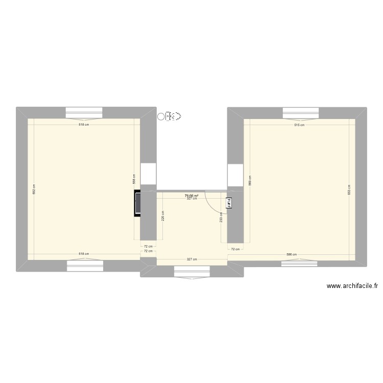 ST SEBASTIEN v1. Plan de 1 pièce et 80 m2