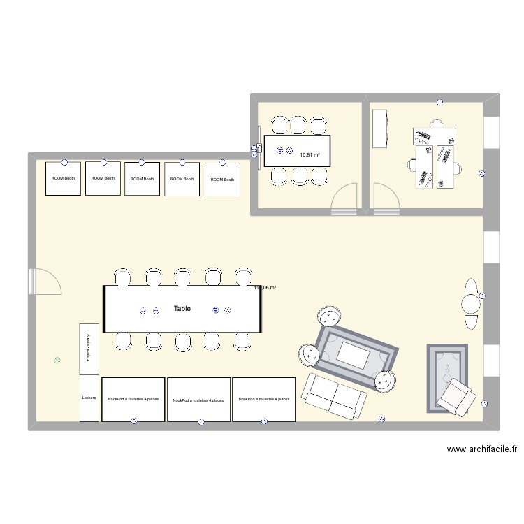 Bureau QV Studio V2. Plan de 2 pièces et 123 m2