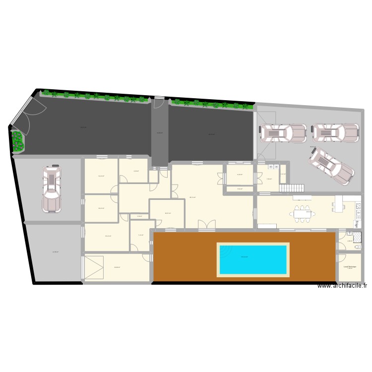 Etree angle. Plan de 26 pièces et 628 m2