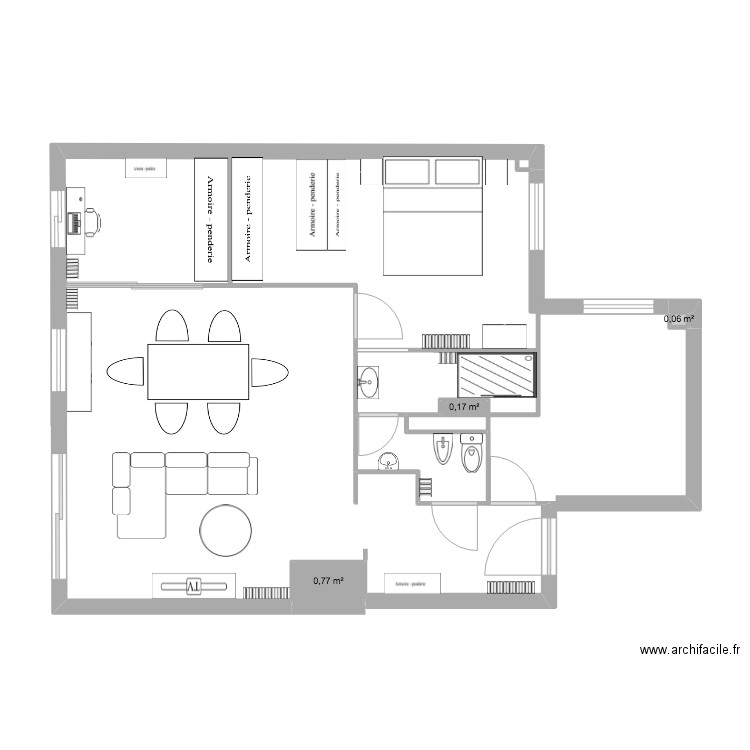 Piso Madrid. Plan de 3 pièces et 1 m2