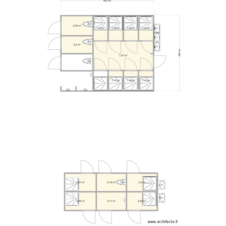 Fayolle Sanitaire Fleur de Vanille et Bandrele. Plan de 16 pièces et 34 m2