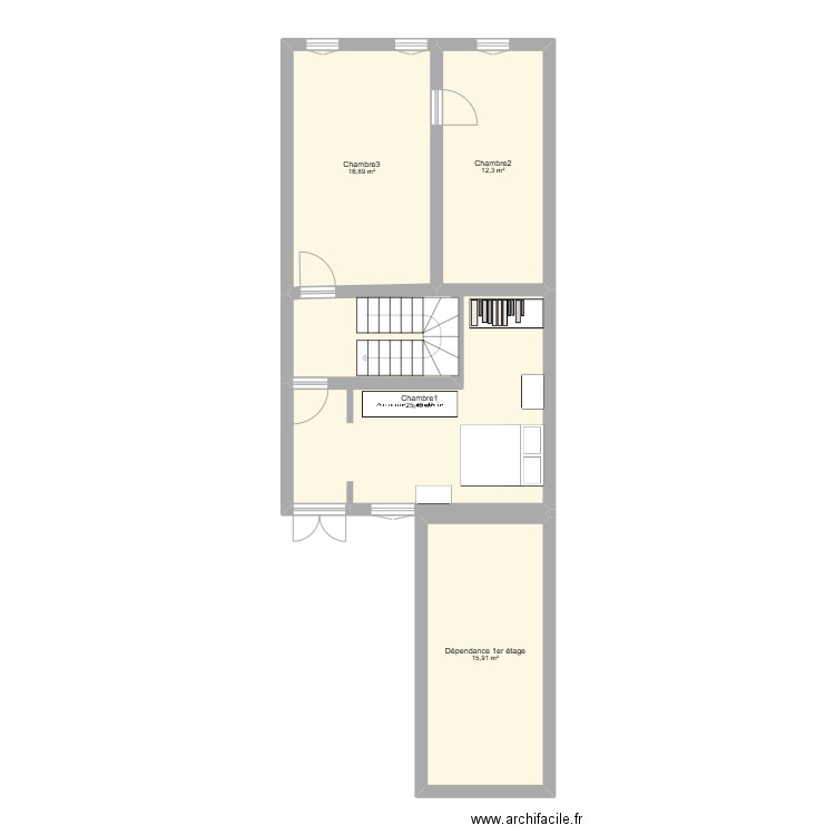 Maison actuelle. Plan de 4 pièces et 71 m2