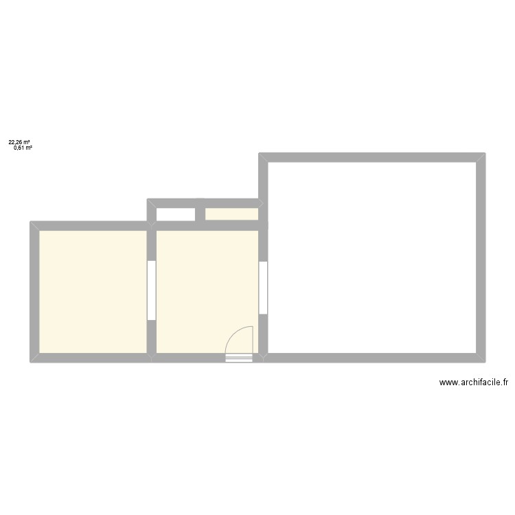 oli. Plan de 2 pièces et 23 m2