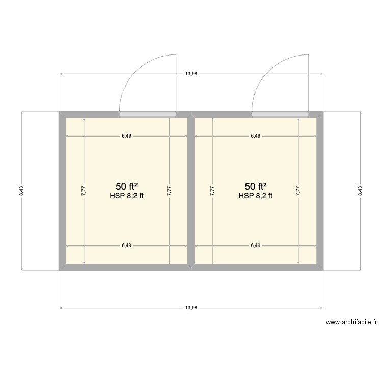 Core ASU 2 Chams. Plan de 2 pièces et 9 m2