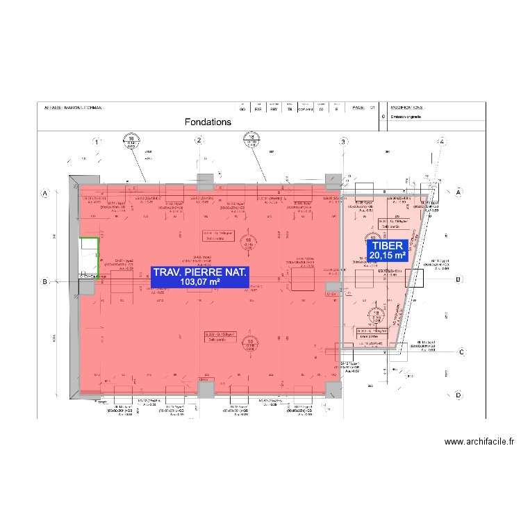 BATISSE. Plan de 2 pièces et 123 m2