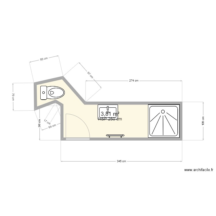 Douchin office notarial. Plan de 1 pièce et 4 m2