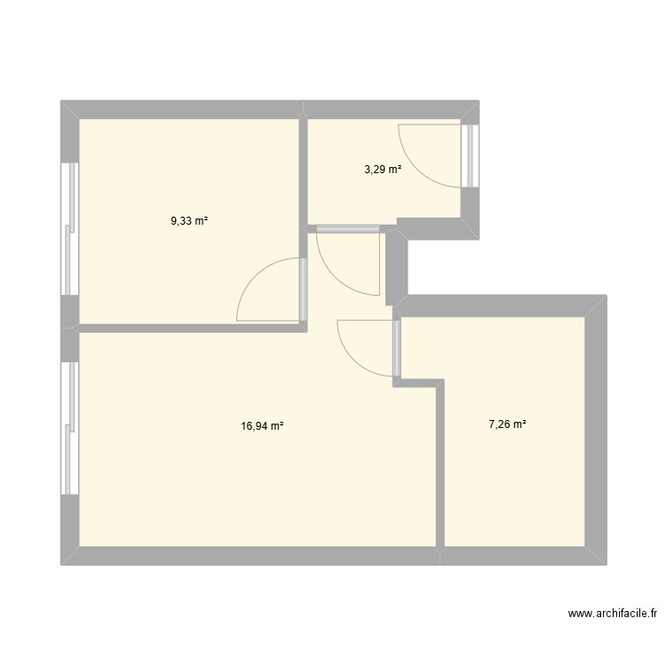 NIS. Plan de 4 pièces et 37 m2