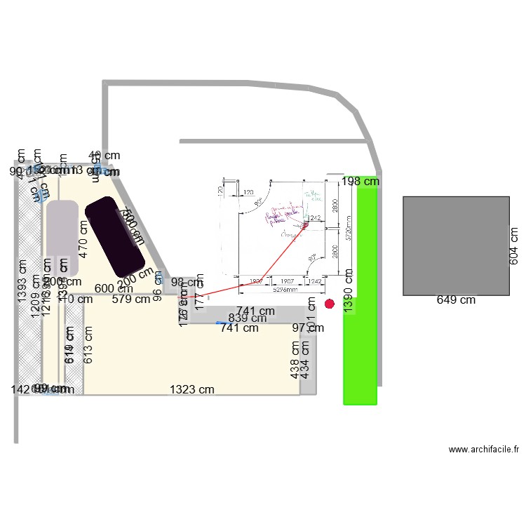 Carport implantation. Plan de 8 pièces et 191 m2