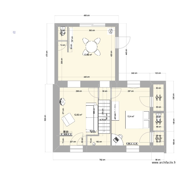 Rennes14. Plan de 8 pièces et 53 m2