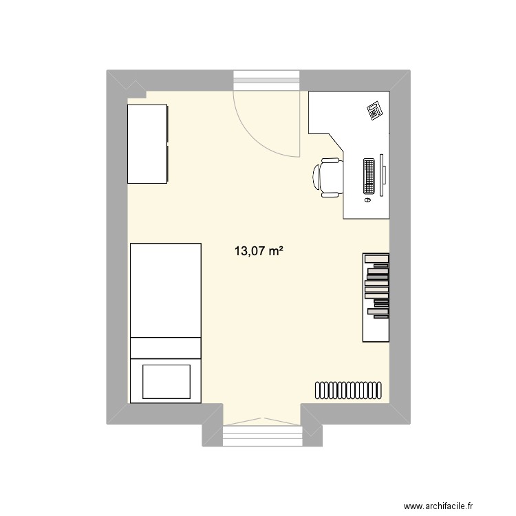 Tanguy. Plan de 1 pièce et 13 m2