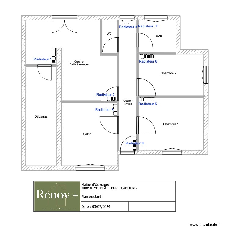 Plan existant LEPAILLEUR. Plan de 6 pièces et 71 m2