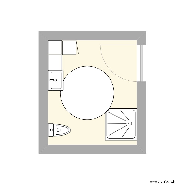 SDB PMR. Plan de 1 pièce et 7 m2