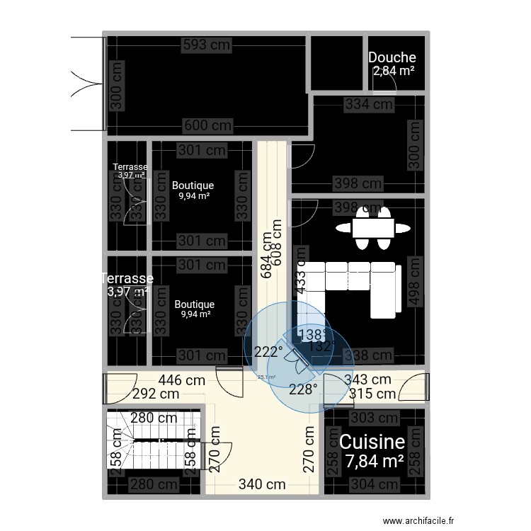 Chef de plomberie . Plan de 11 pièces et 122 m2