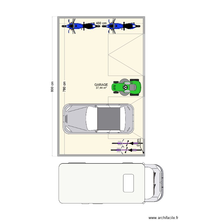 PLAN GARAGE AMENAGEMENT. Plan de 1 pièce et 37 m2