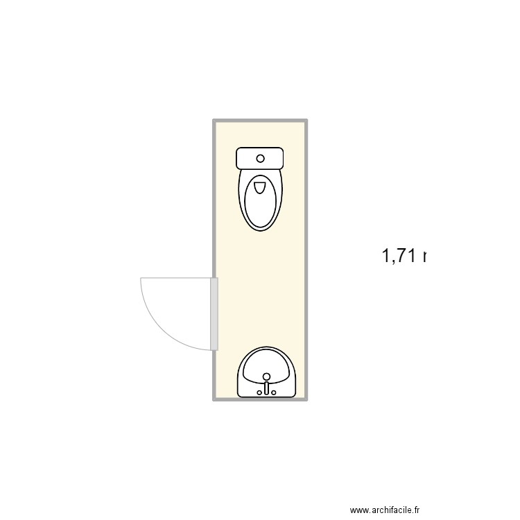 WC ETAGE CHAMBRE . Plan de 1 pièce et 2 m2