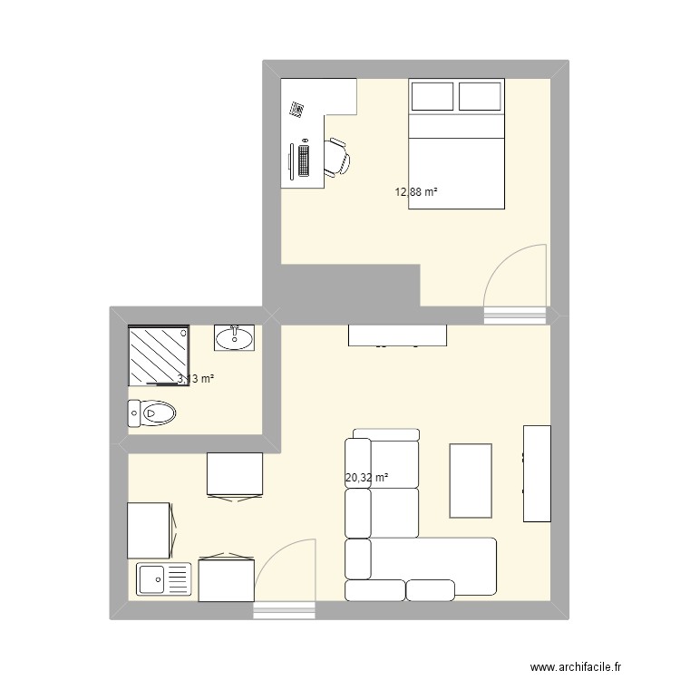 maisse. Plan de 3 pièces et 36 m2