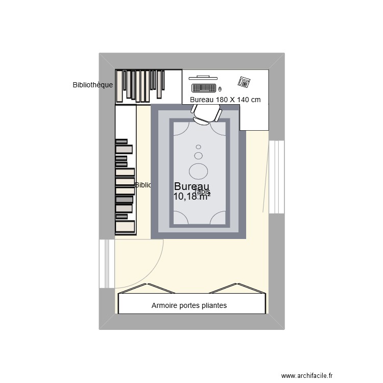 bureau1. Plan de 1 pièce et 10 m2