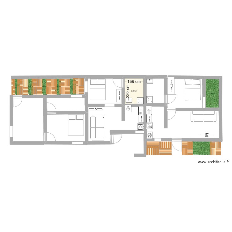 ZEIDA. Plan de 1 pièce et 4 m2