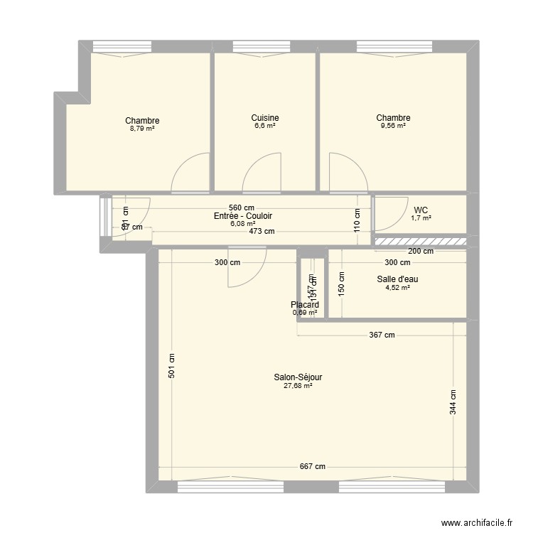 Plan Justine et Pierre-Yves. Plan de 10 pièces et 66 m2