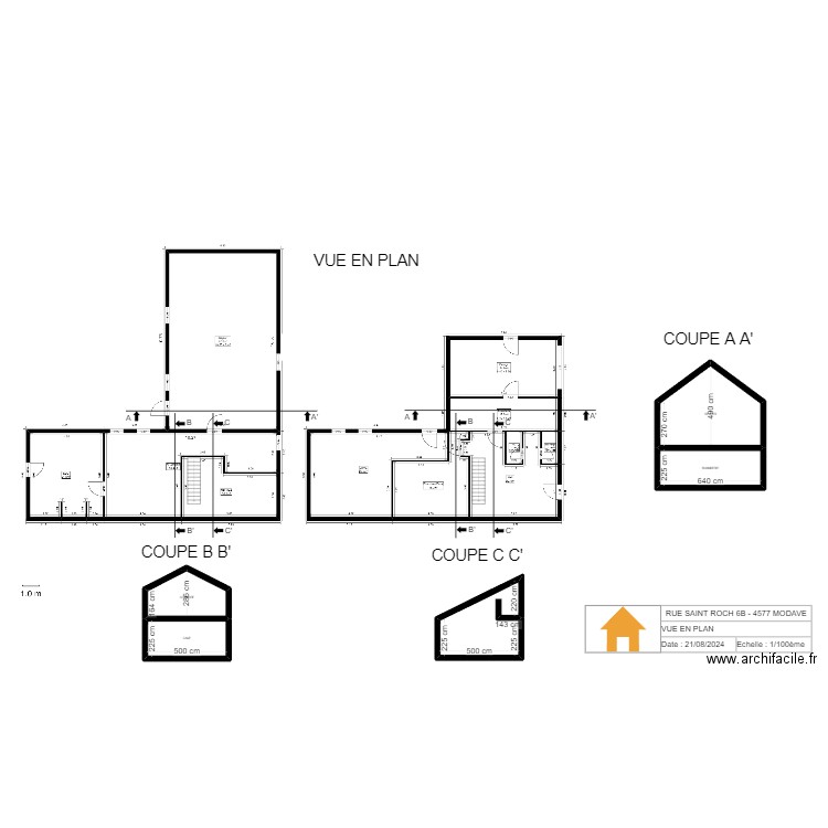 MAISON STREE - VUE EN PLAN - 08/2024. Plan de 5 pièces et 79 m2