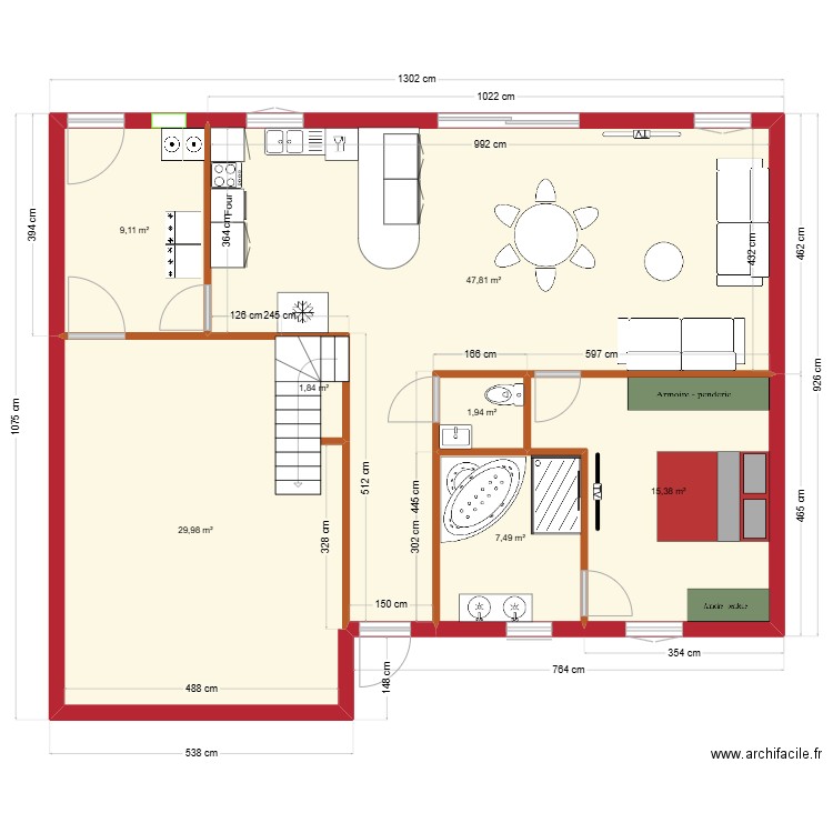 13 M. Plan de 7 pièces et 114 m2