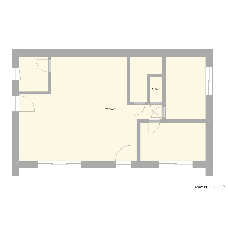 Maison Sarzeau V1.0. Plan de 2 pièces et 77 m2