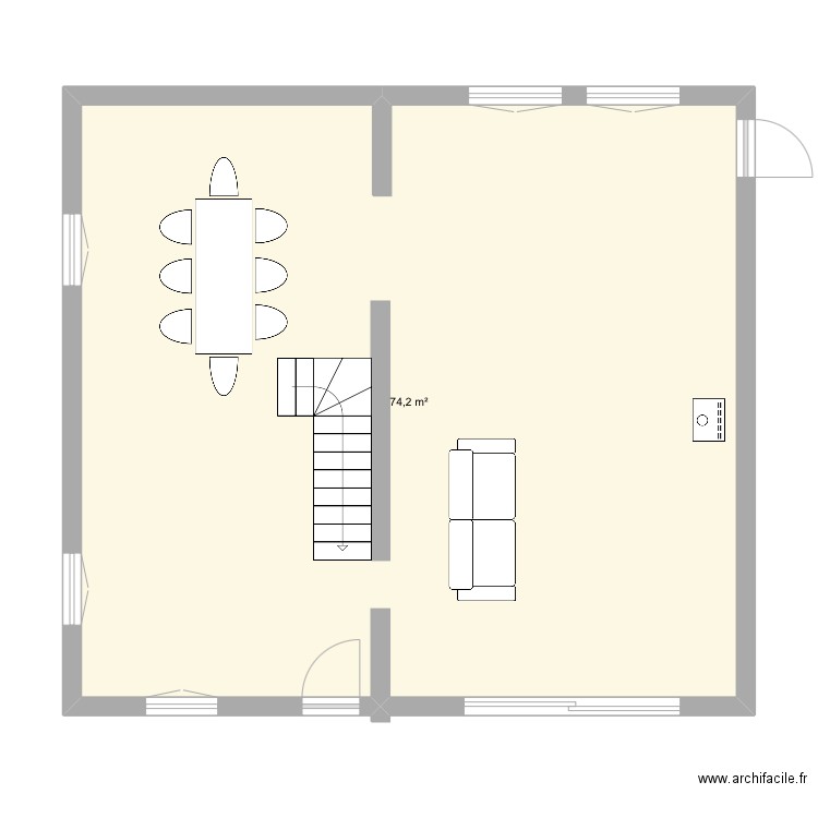 Maison 2. Plan de 1 pièce et 74 m2