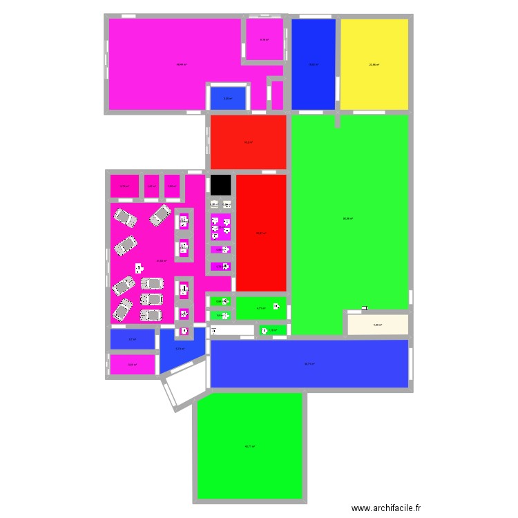 bâtiment VW . Plan de 32 pièces et 397 m2