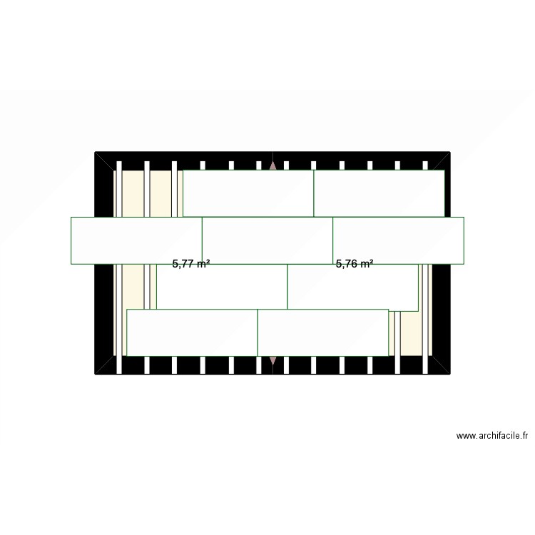 mezzanine cal-image. Plan de 2 pièces et 12 m2