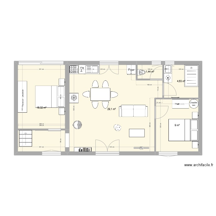 Maison aménagé. Plan de 5 pièces et 60 m2