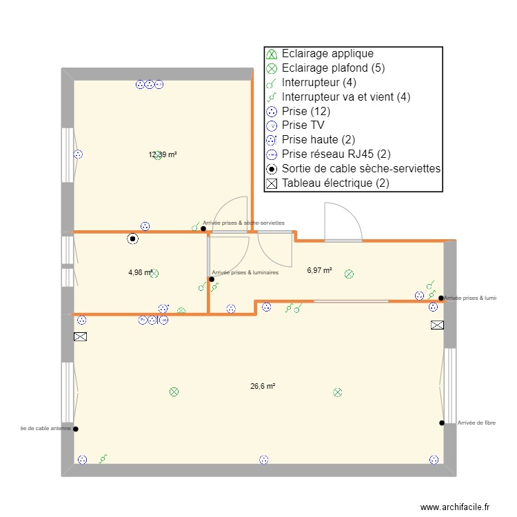 Maison_RdC. Plan de 4 pièces et 51 m2