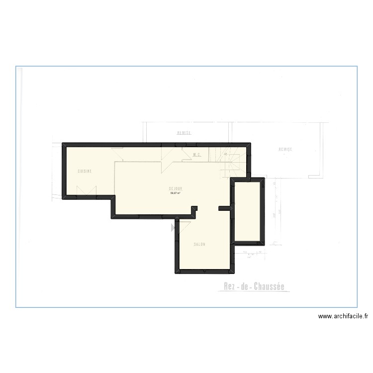 5 ch gayet v1. Plan de 1 pièce et 60 m2