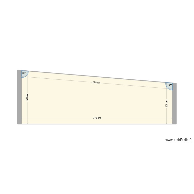 coupe. Plan de 1 pièce et 19 m2