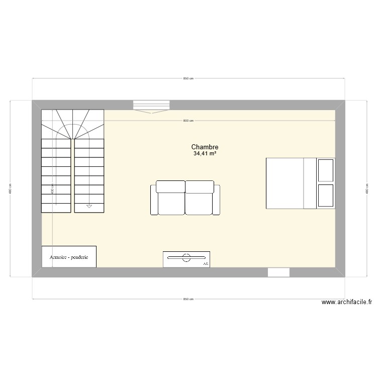 Maison 4 - 2EME ETAGE. Plan de 1 pièce et 34 m2