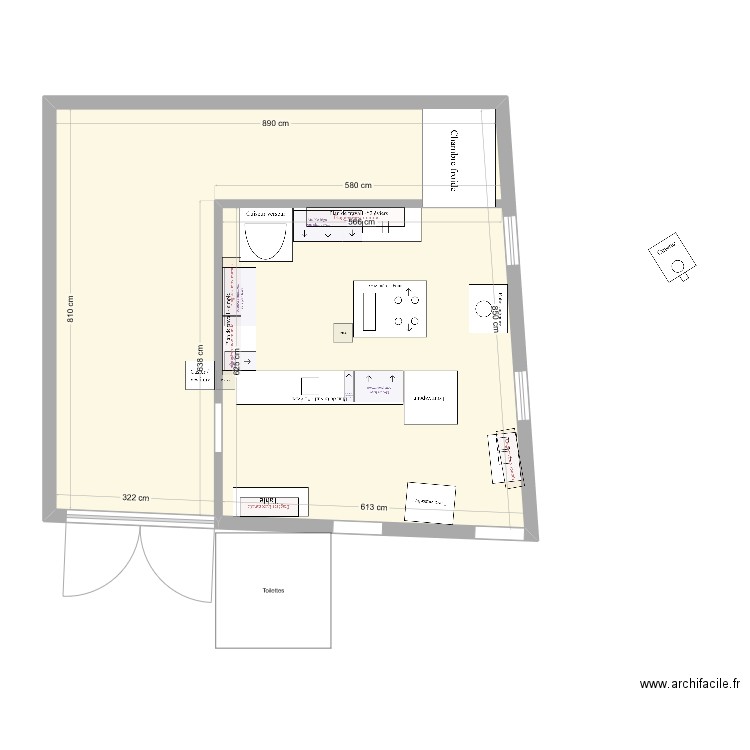 Grange des Roues - cuisine version 2. Plan de 1 pièce et 75 m2