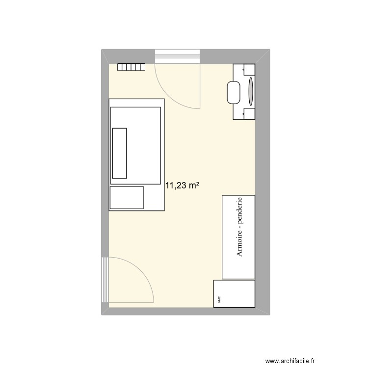 CHAMBRE 2. Plan de 1 pièce et 11 m2