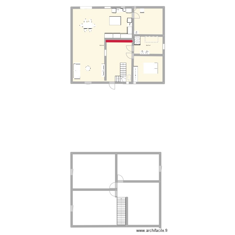 Maison . Plan de 2 pièces et 122 m2