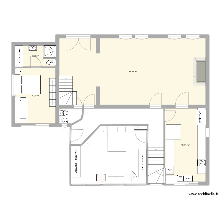 plan rdc ANET 2. Plan de 4 pièces et 87 m2