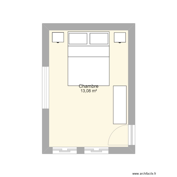 Chambre P. Plan de 1 pièce et 13 m2